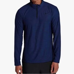 Nike Breathe Dri-Fit 1/4 Zip Long Sleeve Training Shirt Heathered Navy XL